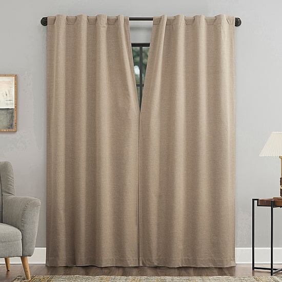 Sun Zero Treviso Back Tab Energy Saving 100% Blackout Single Curtain Panel