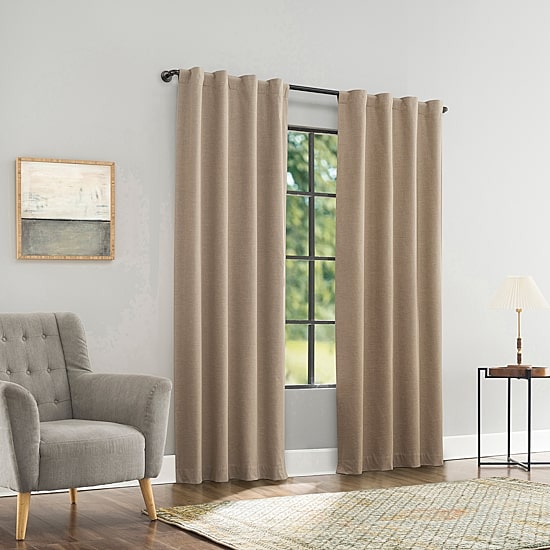 Sun Zero Treviso Back Tab Energy Saving 100% Blackout Single Curtain Panel