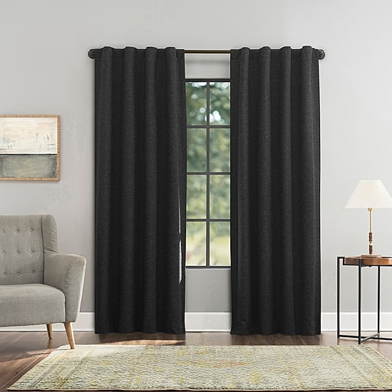 Sun Zero Treviso Back Tab Energy Saving 100% Blackout Single Curtain Panel