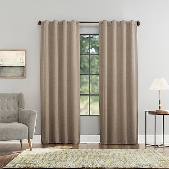 Sun Zero Treviso Back Tab Energy Saving 100% Blackout Single Curtain Panel