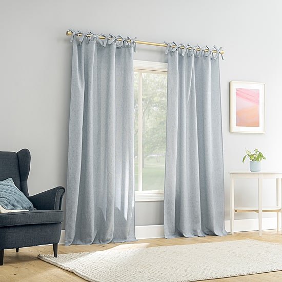 Sun Zero Roxy Tie Top Light-Filtering Single Curtain Panel