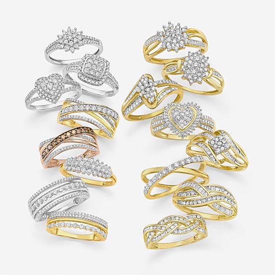 (G-H / Si2-I1) Womens 1/3 CT. T.W. Lab Grown White Diamond 10K Gold Cluster Cocktail Ring