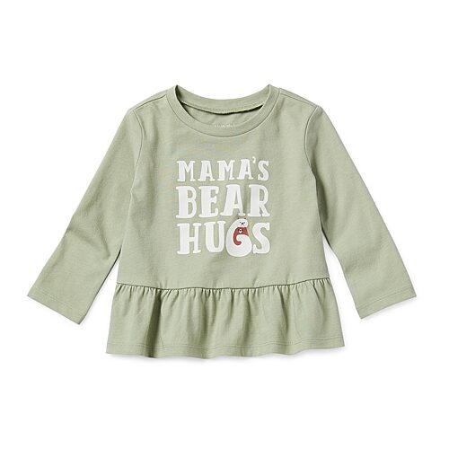 Okie Dokie Baby Girls Round Neck Long Sleeve T-Shirt, 18 Months, Green
