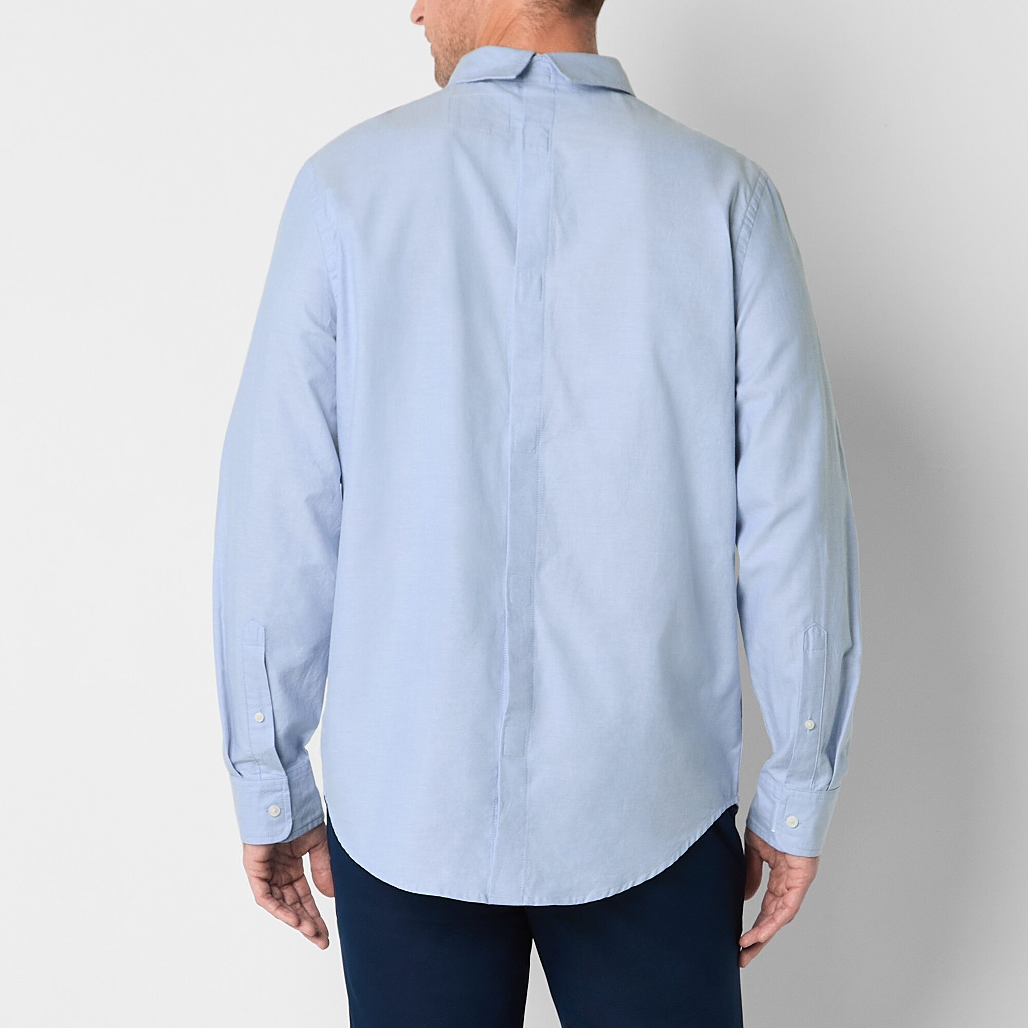 St. John's Bay Performance Oxford Mens Easy-on + Easy-off Seated Wear Long Sleeve Classic Fit Button-Down Shirt
