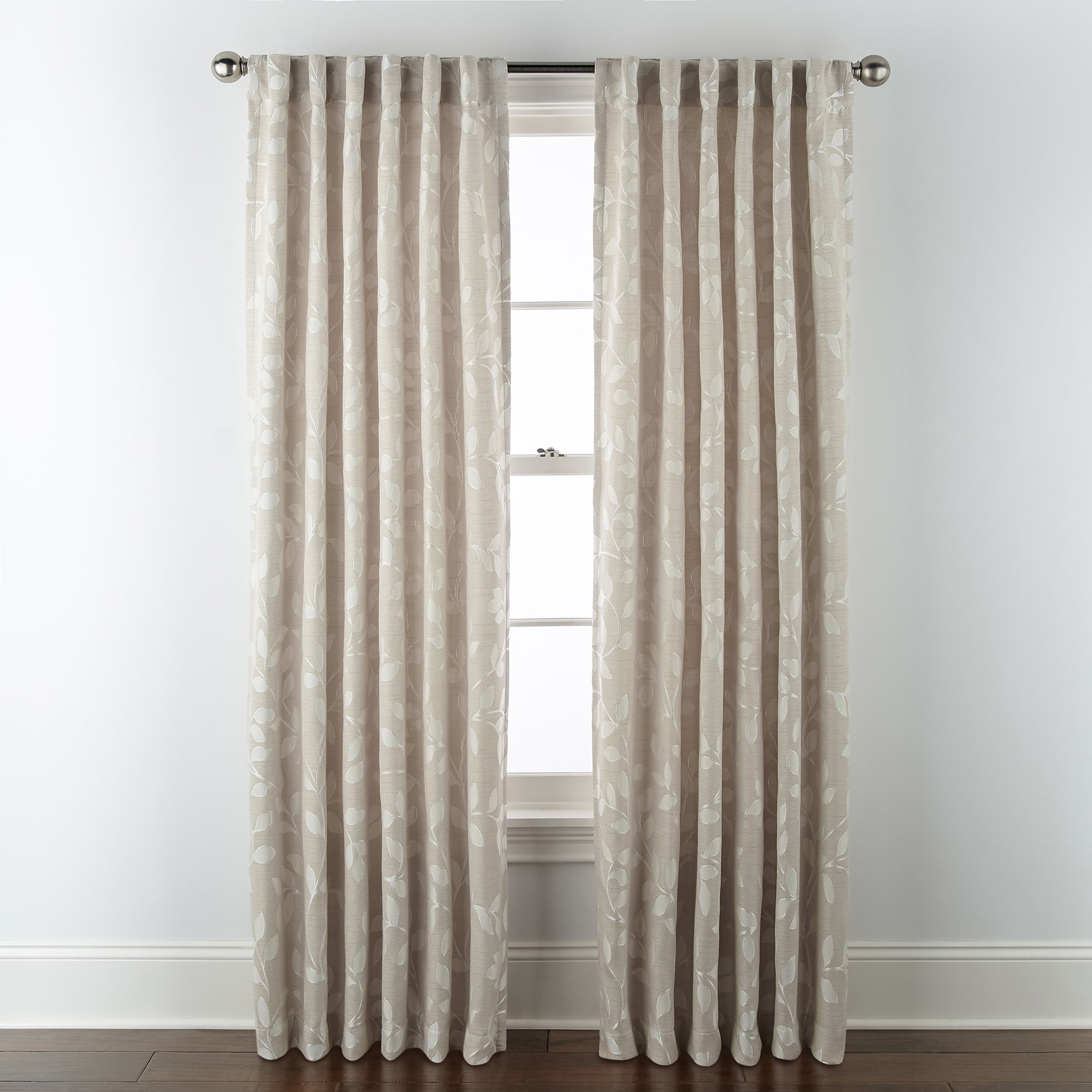 Linden Street Gwen Basketweave Leaf Rod Pocket Back Tab Light-Filtering Single Curtain Panel