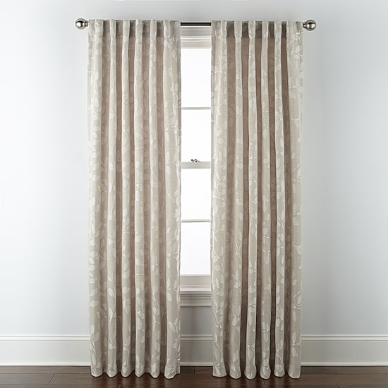 Linden Street Gwen Basketweave Leaf Rod Pocket Back Tab Light-Filtering Single Curtain Panel