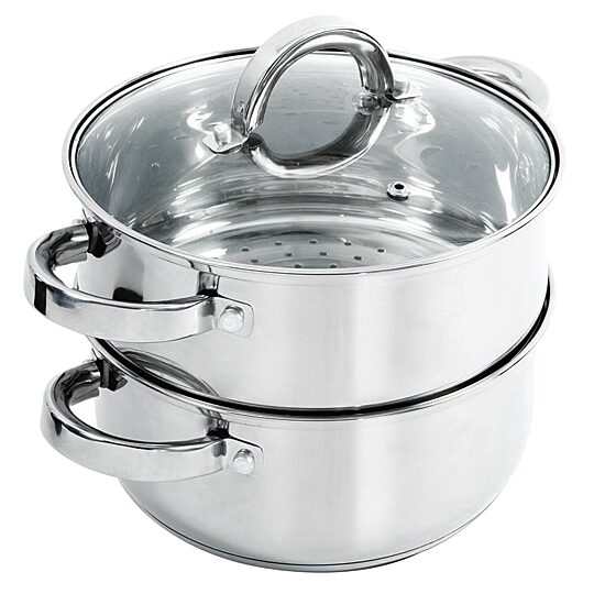 Hali Steamer Set W/Lid - 3 Qt Casserole W/Lid & Steamer Insert - Mirror Finish - SS - 0.4 mm