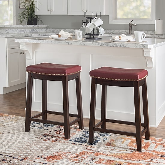 Linon Lakeland Upholstered Backless Counter Stool