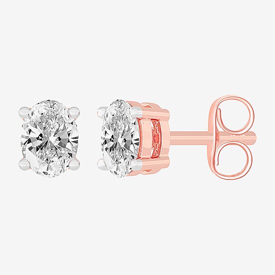 (H-I / SI1-SI2) 1/2 CT. T.W. Lab Grown White Diamond 14K Gold 4.6mm Oval Stud Earrings