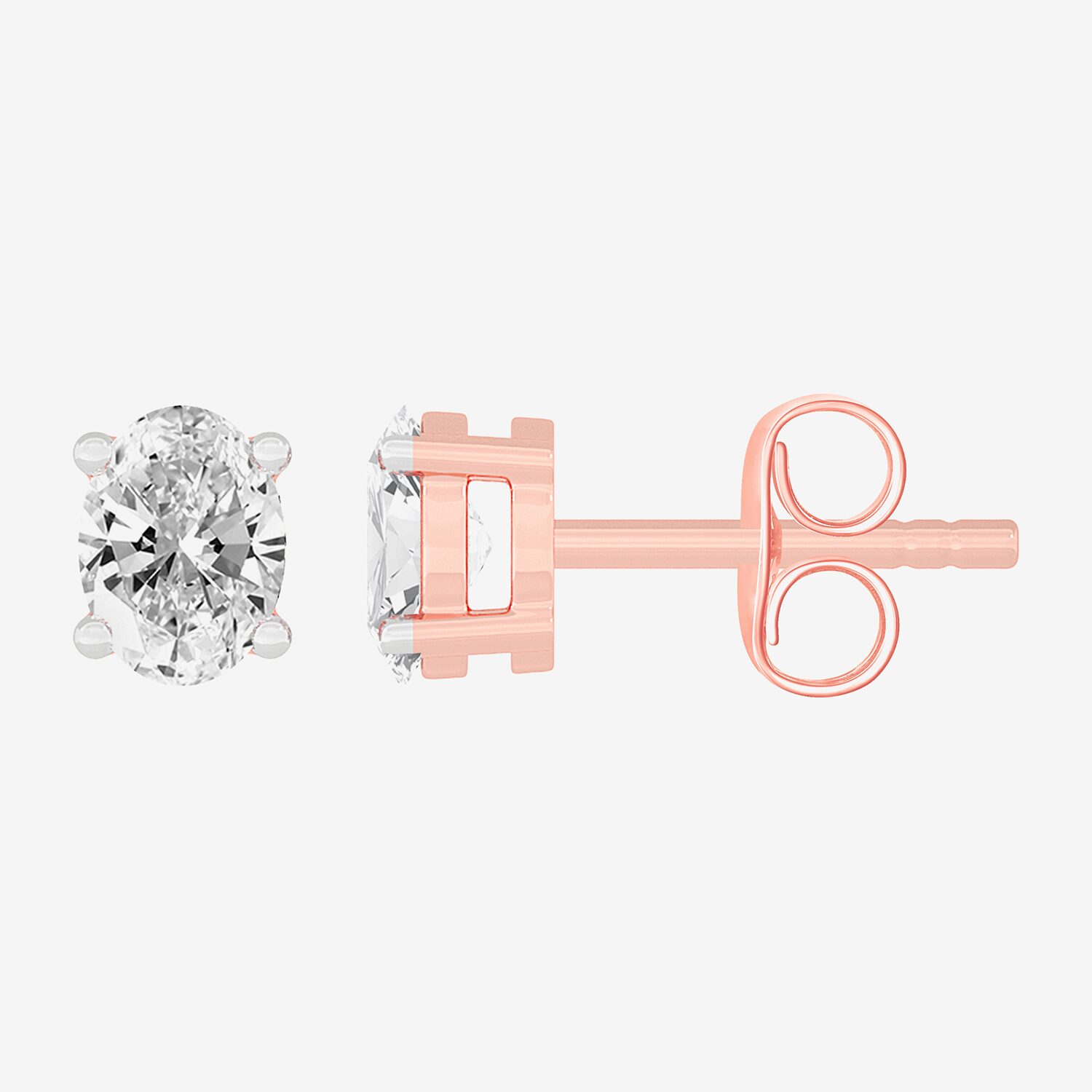 (H-I / SI1-SI2) 1/2 CT. T.W. Lab Grown White Diamond 14K Gold 4.6mm Oval Stud Earrings