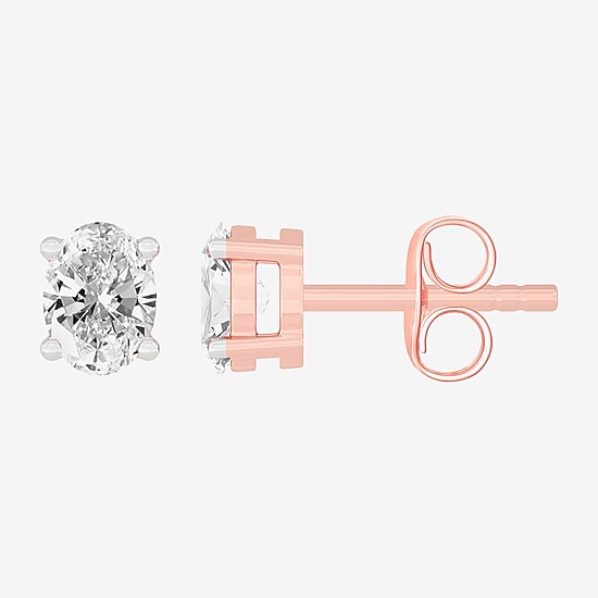 (H-I / SI1-SI2) 1/2 CT. T.W. Lab Grown White Diamond 14K Gold 4.6mm Oval Stud Earrings