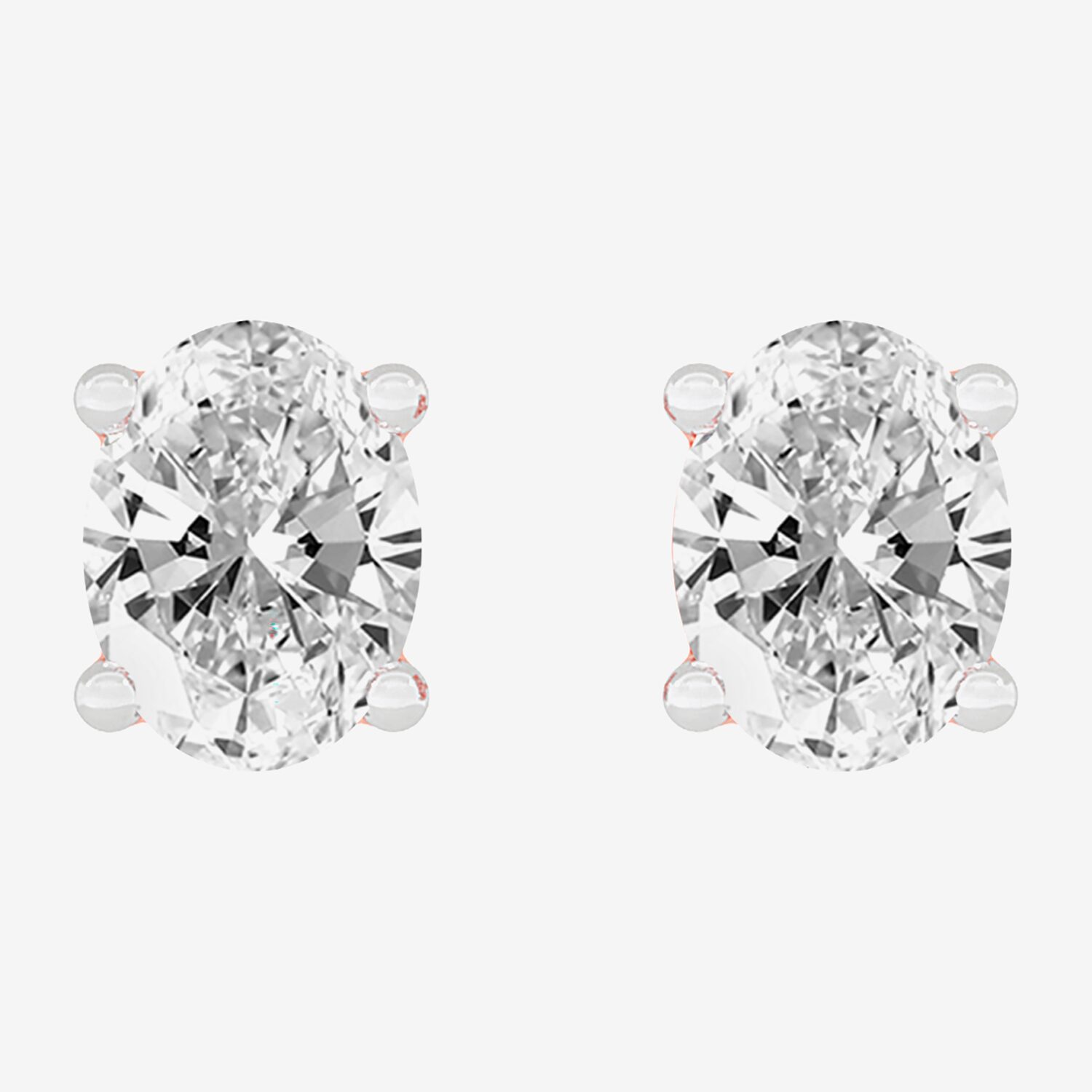 (H-I / SI1-SI2) 1/2 CT. T.W. Lab Grown White Diamond 14K Gold 4.6mm Oval Stud Earrings