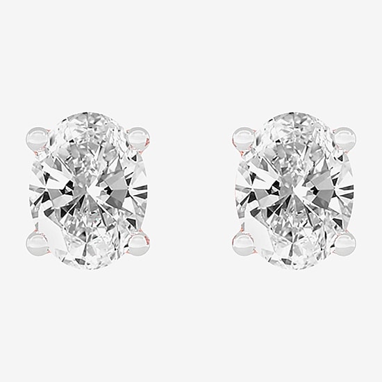(H-I / SI1-SI2) 1/2 CT. T.W. Lab Grown White Diamond 14K Gold 4.6mm Oval Stud Earrings