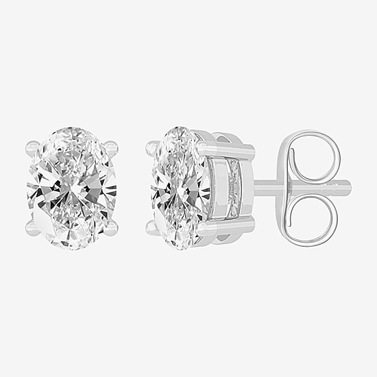(H-I / SI1-SI2) 1 CT. T.W. Lab Grown White Diamond 14K Gold 6.2mm Oval Stud Earrings