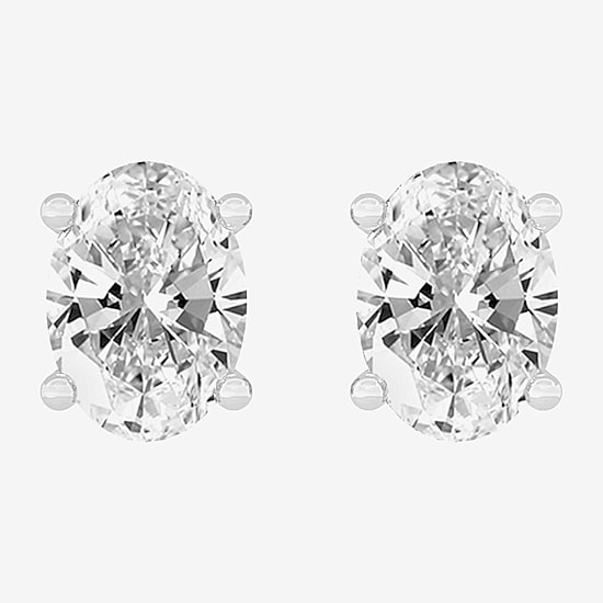 (H-I / SI1-SI2) 1 CT. T.W. Lab Grown White Diamond 14K Gold 6.2mm Oval Stud Earrings