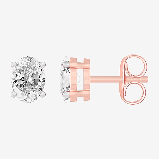 (H-I / SI1-SI2) 1 CT. T.W. Lab Grown White Diamond 14K Gold 6.2mm Oval Stud Earrings