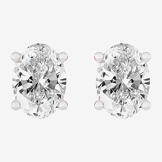 (H-I / SI1-SI2) 1 CT. T.W. Lab Grown White Diamond 14K Gold 6.2mm Oval Stud Earrings