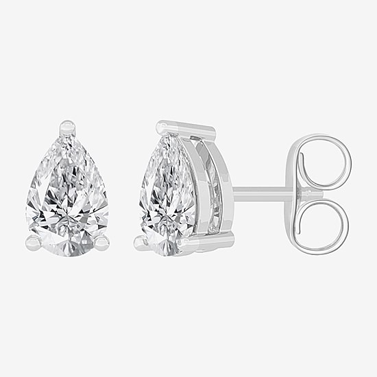 (H-I / SI1-SI2) 1 CT. T.W. Lab Grown White Diamond 14K Gold 6.5mm Pear Stud Earrings