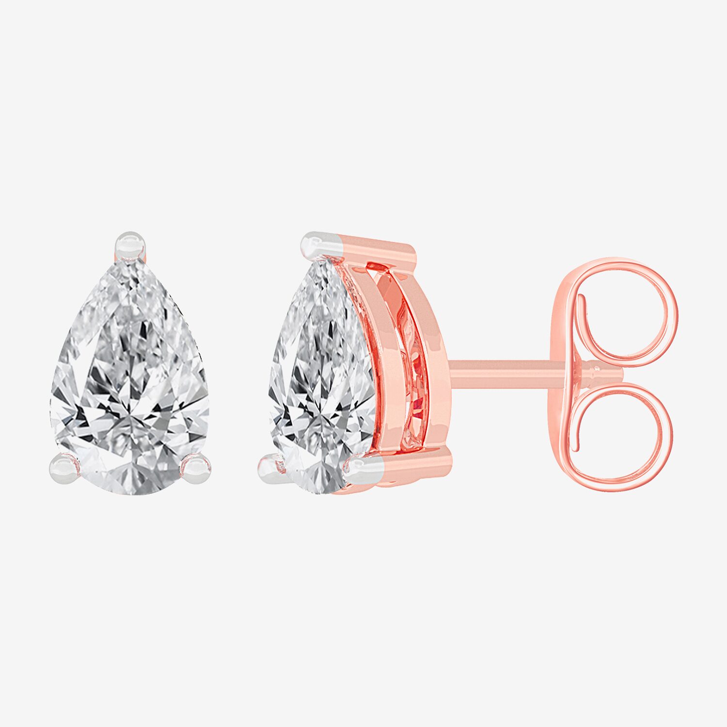 (H-I / SI1-SI2) 1 CT. T.W. Lab Grown White Diamond 14K Gold 6.5mm Pear Stud Earrings