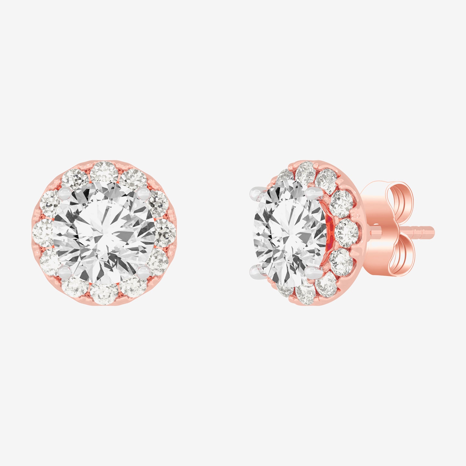 (G-H / SI1-SI2) 2 1/2 CT. T.W. Lab Grown White Diamond 14K Gold 6.5mm Round Stud Earrings