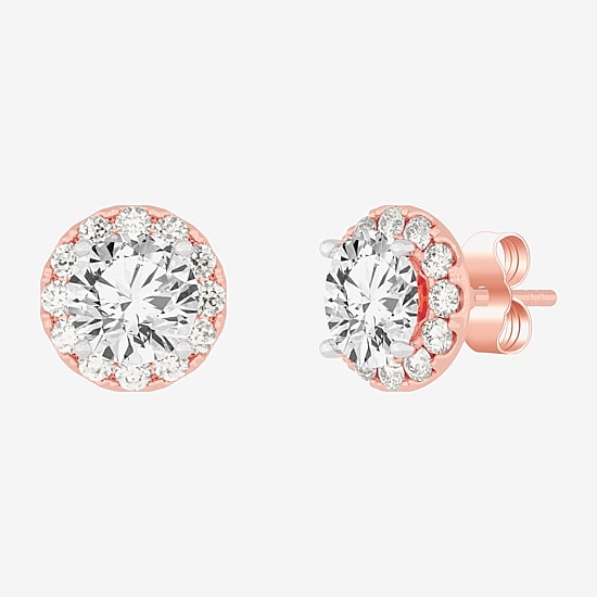 (G-H / SI1-SI2) 2 1/2 CT. T.W. Lab Grown White Diamond 14K Gold 6.5mm Round Stud Earrings