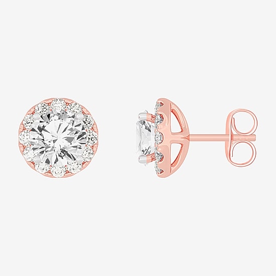 (G-H / SI1-SI2) 2 1/2 CT. T.W. Lab Grown White Diamond 14K Gold 6.5mm Round Stud Earrings