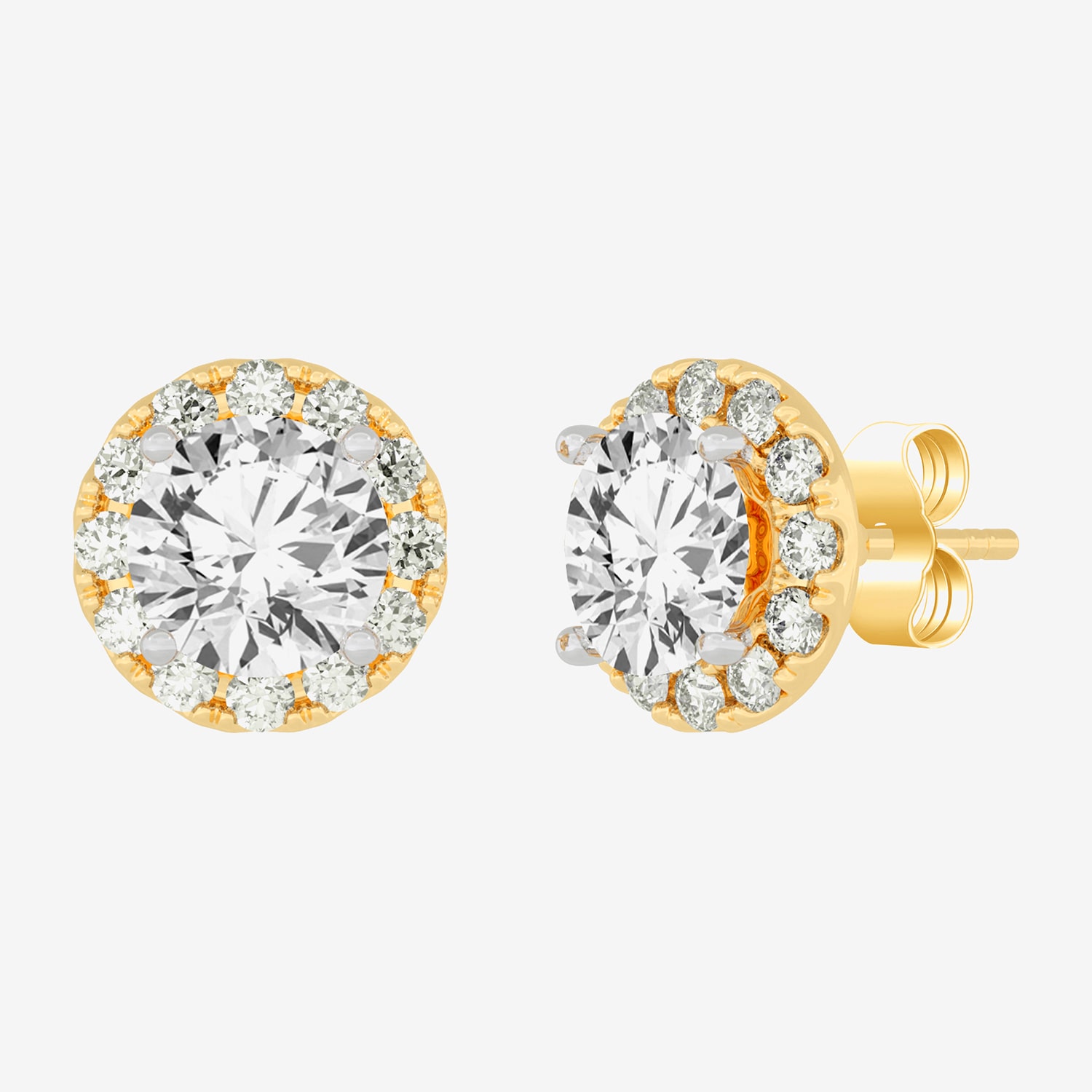(H-I / SI1-SI2) 3 1/2 CT. T.W Lab Grown White Diamond 14K Gold 7.4mm Round Stud Earrings