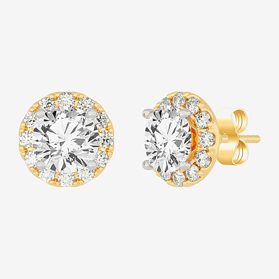 (H-I / SI1-SI2) 3 1/2 CT. T.W Lab Grown White Diamond 14K Gold 7.4mm Round Stud Earrings