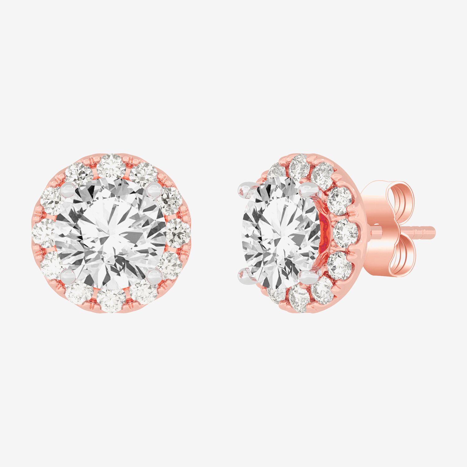 (H-I / SI1-SI2) 3 1/2 CT. T.W Lab Grown White Diamond 14K Gold 7.4mm Round Stud Earrings