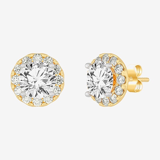 (H-I / SI1-SI2) 5 CT. T.W. Lab Grown White Diamond 14K Gold 8.1mm Round Stud Earrings