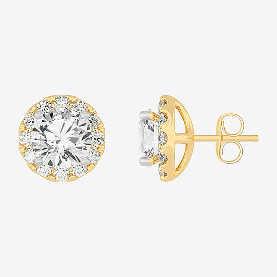 (H-I / SI1-SI2) 5 CT. T.W. Lab Grown White Diamond 14K Gold 8.1mm Round Stud Earrings