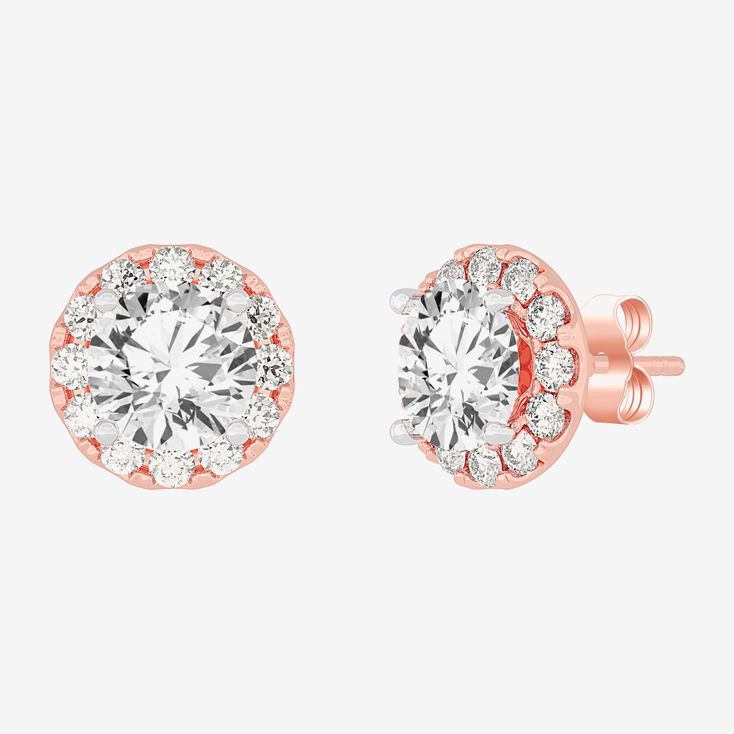 (H-I / SI1-SI2) 5 CT. T.W. Lab Grown White Diamond 14K Gold 8.1mm Round Stud Earrings