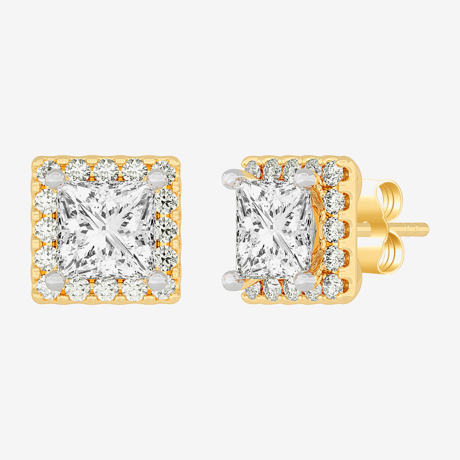 (H-I / SI1-SI2) 3 1/2 CT. T.W Lab Grown White Diamond 14K Gold 6.4mm Stud Earrings