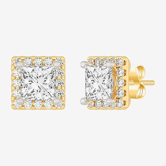 (H-I / SI1-SI2) 3 1/2 CT. T.W Lab Grown White Diamond 14K Gold 6.4mm Stud Earrings