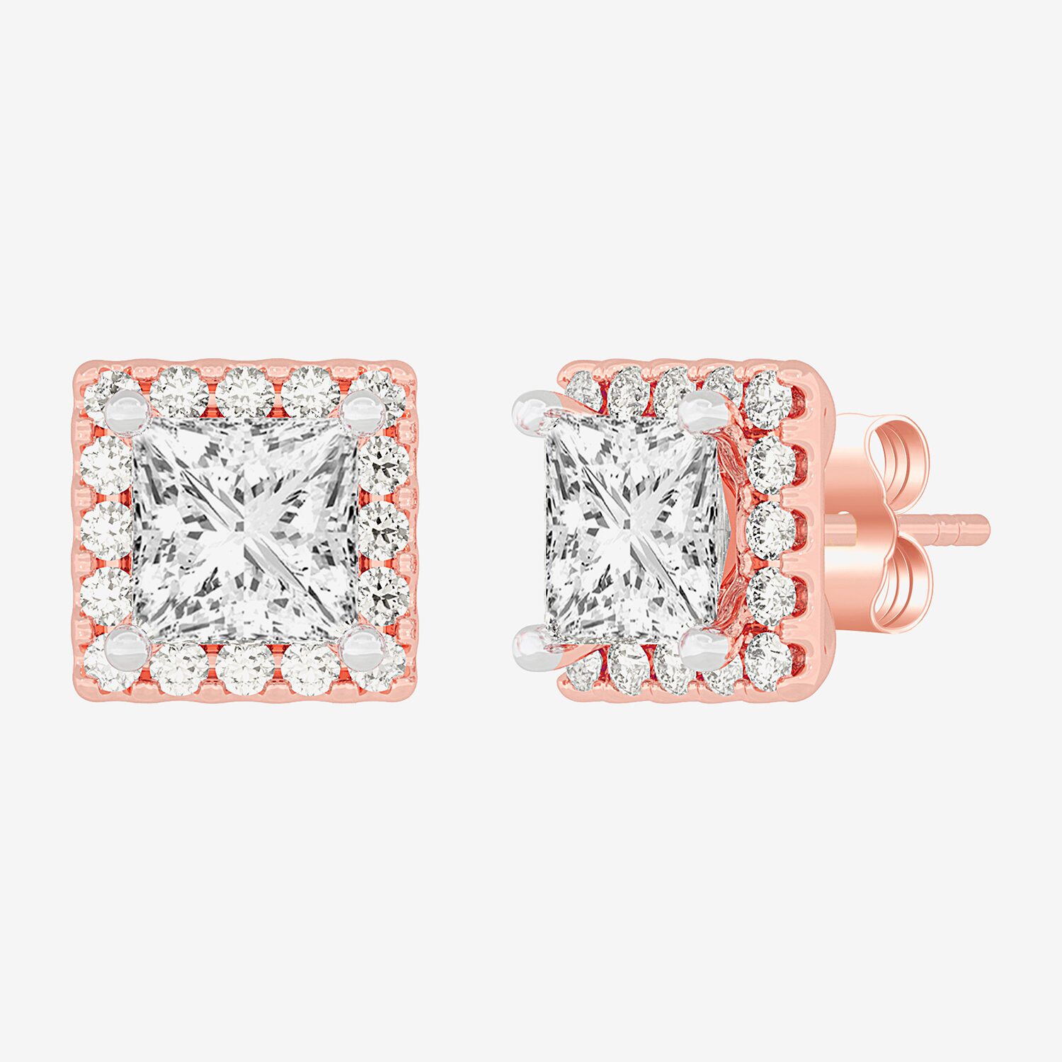 (H-I / SI1-SI2) 3 1/2 CT. T.W Lab Grown White Diamond 14K Gold 6.4mm Stud Earrings
