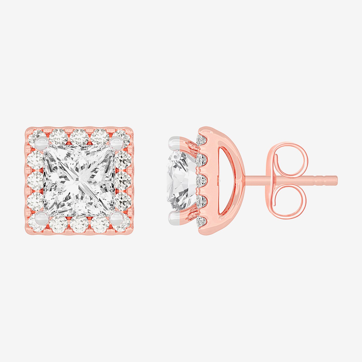 (H-I / SI1-SI2) 3 1/2 CT. T.W Lab Grown White Diamond 14K Gold 6.4mm Stud Earrings