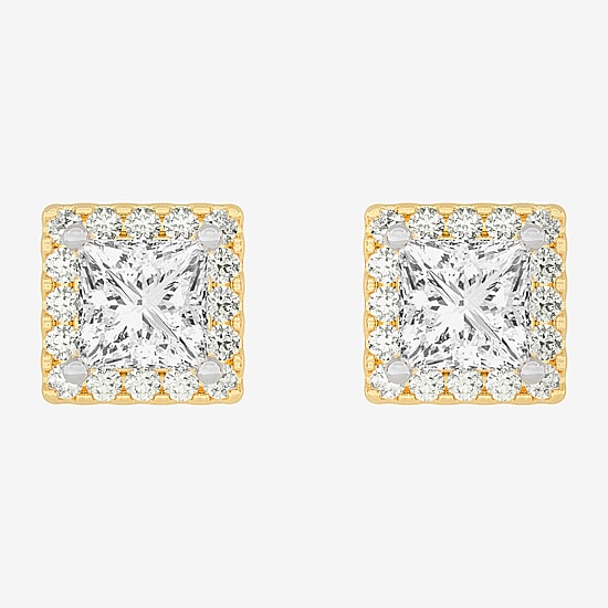 (H-I / SI1-SI2) 5 CT. T.W. Lab Grown Princess Cut White Diamond 14K Gold 7.3mm Stud Earrings