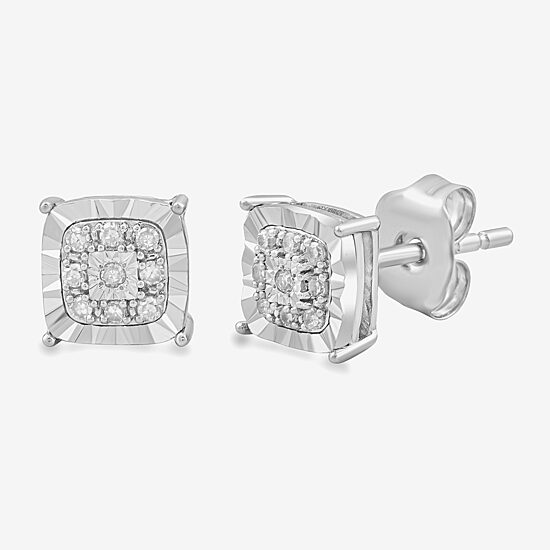 (H-I / I2-I3) Womens 1/5 CT. Lab Grown White Diamond Sterling Silver Round 2 Pair Earring Set