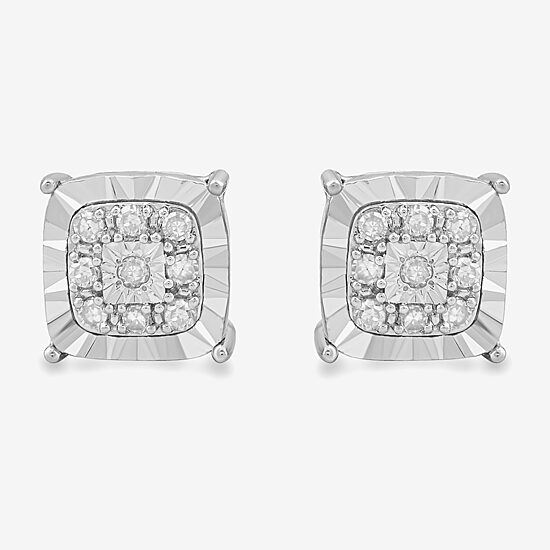 (H-I / I2-I3) Womens 1/5 CT. Lab Grown White Diamond Sterling Silver Round 2 Pair Earring Set