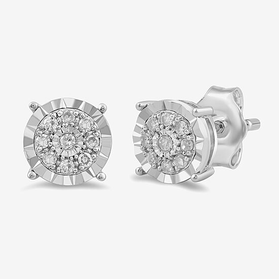 (H-I / I2-I3) Womens 1/5 CT. Lab Grown White Diamond Sterling Silver Round 2 Pair Earring Set