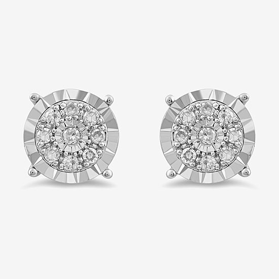 (H-I / I2-I3) Womens 1/5 CT. Lab Grown White Diamond Sterling Silver Round 2 Pair Earring Set