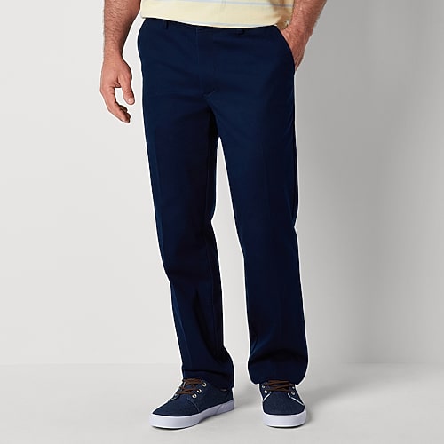 St. John's Bay Universal Wrinkle Free Easy Care Mens Classic Fit Flat Front Pant, 38 30, Blue