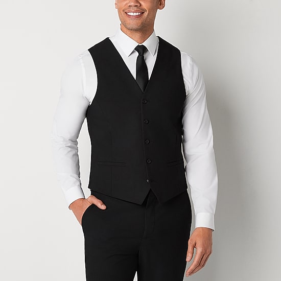 white dress shirt with black vest Shirt and Vest Set