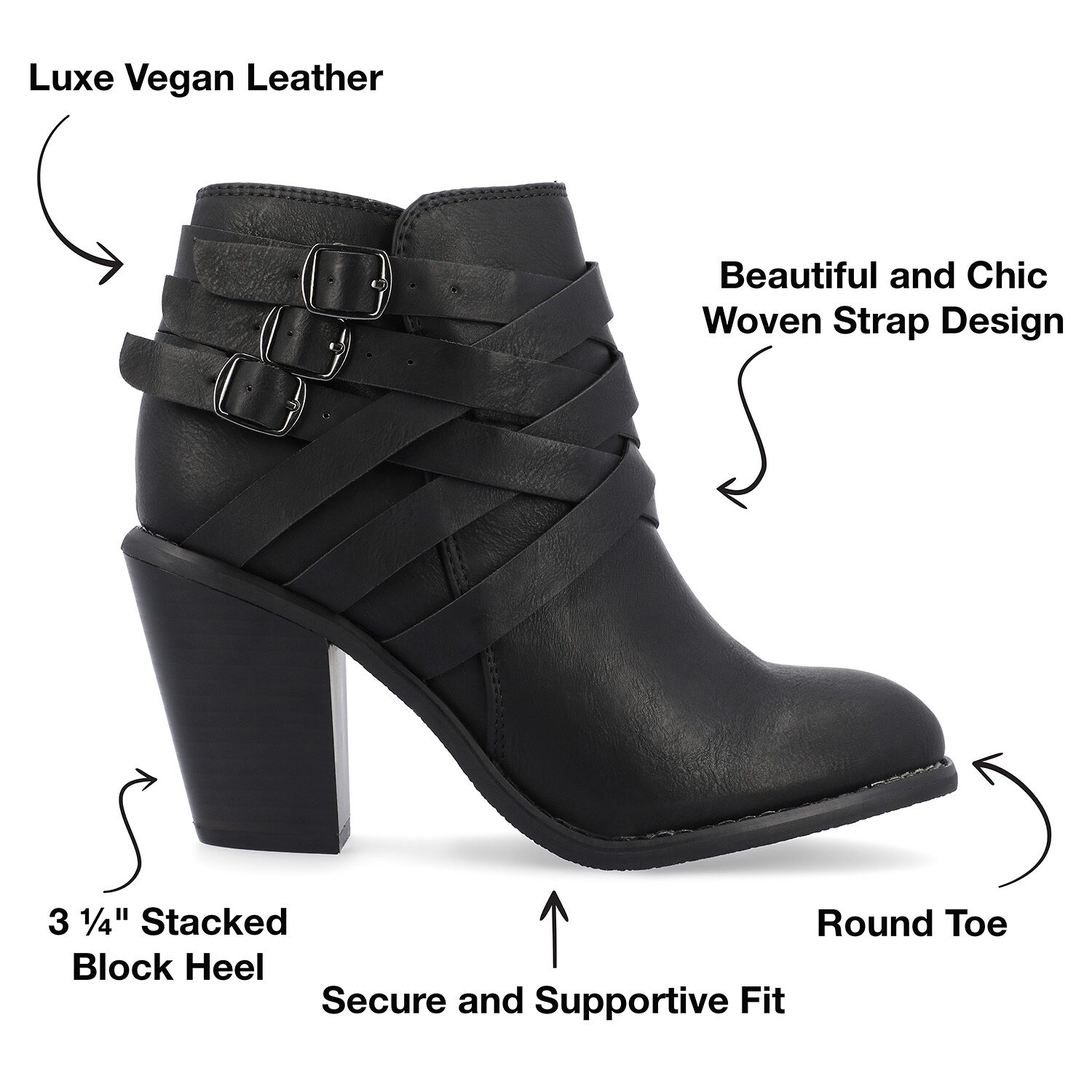 Journee Collection Womens Strap Stacked Heel Booties