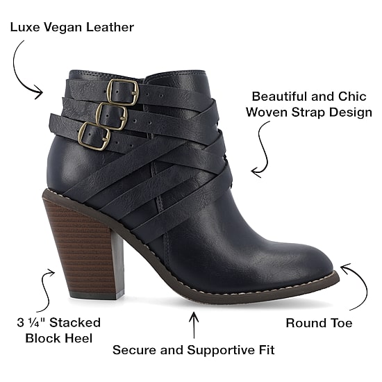 Journee Collection Womens Strap Stacked Heel Booties