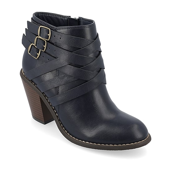 Journee Collection Womens Strap Stacked Heel Booties