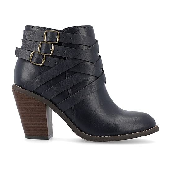 Journee Collection Womens Strap Stacked Heel Booties