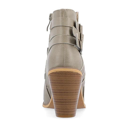 Journee Collection Womens Strap Stacked Heel Booties