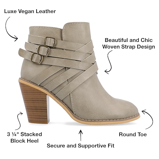 Journee Collection Womens Strap Stacked Heel Booties