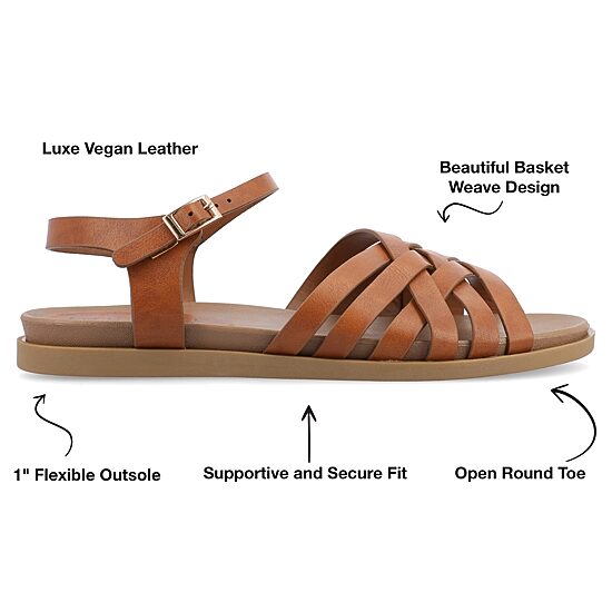 Journee Collection Womens Kimmie Ankle Strap Flat Sandals